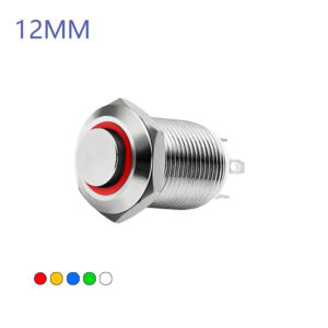 12MM Self-locking Latching Metal Push Button Switch High Round Head with Ring LED