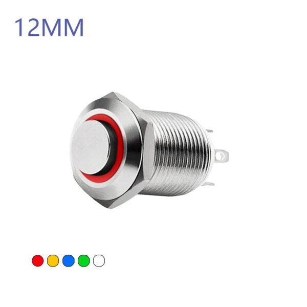 12MM Self-locking Latching Metal Push Button Switch High Round Head with Ring LED