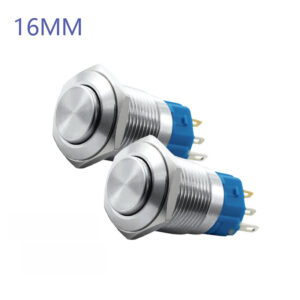 16MM Waterproof Self-resetting Momentary Metal Push Button Switch High Round Head without Light