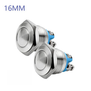 16MM Waterproof Self-resetting Momentary Metal Push Button Switch Round Head without Light
