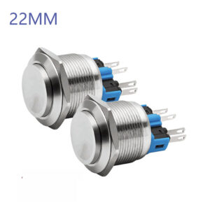 22MM Waterproof Self-resetting Momentary Metal Push Button Switch High Round Head without Light