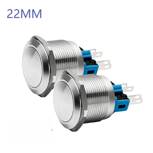 22MM Waterproof Self-resetting Momentary Metal Push Button Switch Round Head without Light