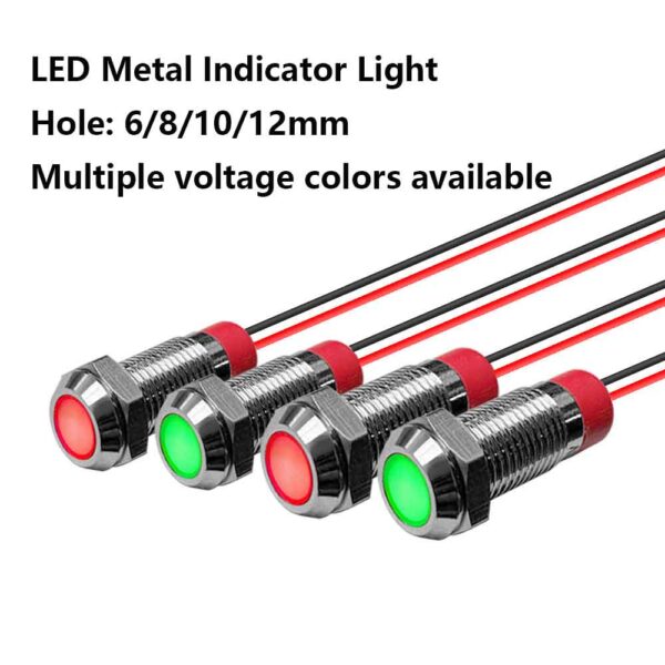 6/8/10/12MM Small LED Waterproof Signal Light Metal Indicator Light